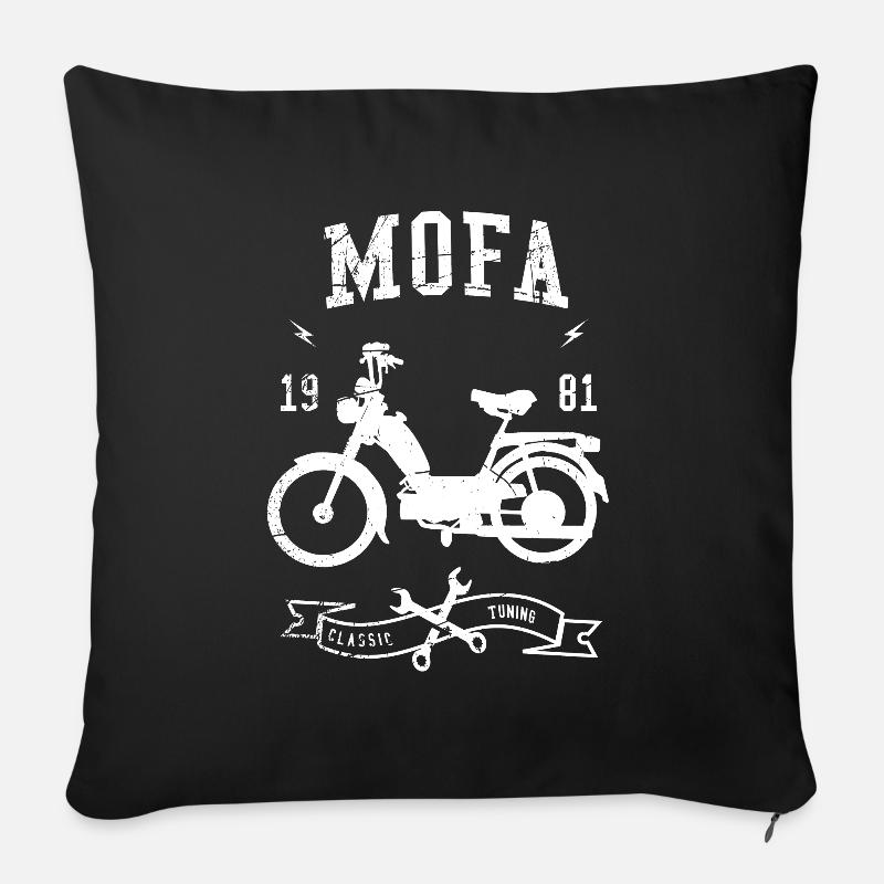 mofa biker moped Motorrad Strasse 2takt mofafahrer - Sofakissenbezug 45 x 45 cm - Schwarz