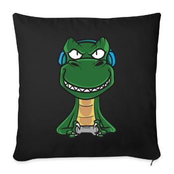 Gamer T-Rex gamers console - Sofa pillowcase 17,3'' x 17,3'' (45 x 45 cm) - black - Front