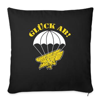 Glück ab! Fallschirmjäger - Sofakissenbezug 45 x 45 cm - Schwarz - Vorne