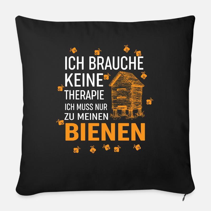 Lustiger Bienen Imker Spruch Therapie - Geschenk - Sofakissenbezug 45 x 45 cm - Schwarz