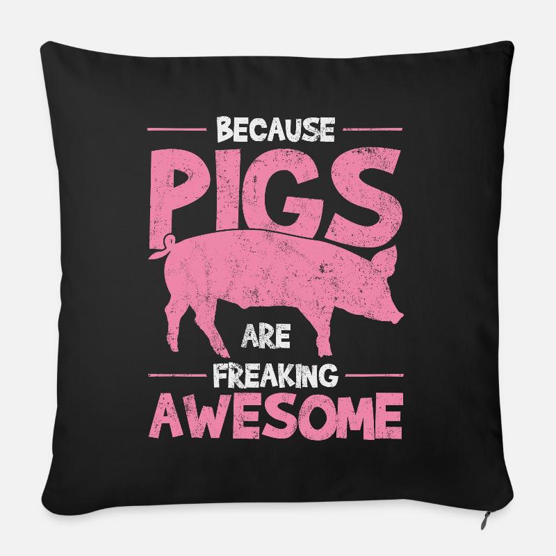 Les cochons - Housse de coussin décorative 45 x 45 cm - noir