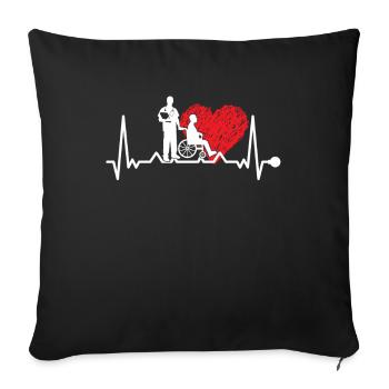 Infirmière gériatrique pulsation cardiaque ECG - Housse de coussin décorative 45 x 45 cm - noir - Devant