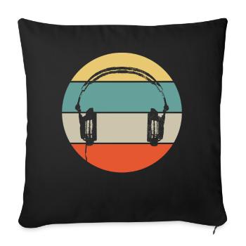 DJ techno rétro - Housse de coussin décorative 45 x 45 cm - noir - Devant