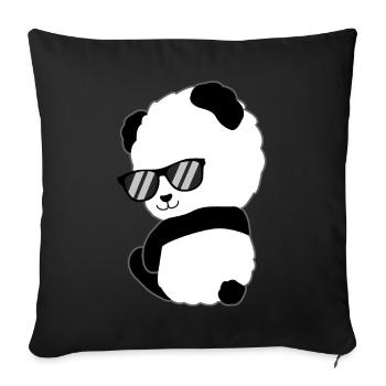 Panda mignon lunettes de soleil cadeau ours panda - Housse de coussin décorative 45 x 45 cm - noir - Devant