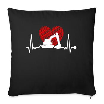Heartbeat excavator - Sofa pillowcase 17,3'' x 17,3'' (45 x 45 cm) - black - Front