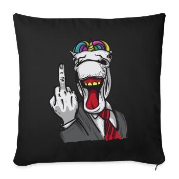 Affaires de doigt du milieu Licorne - Housse de coussin décorative 45 x 45 cm - noir - Devant