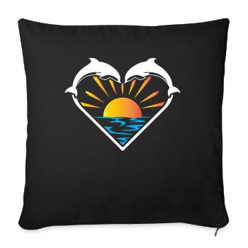 Delfin Liebe - Sofakissenbezug 45 x 45 cm - Schwarz - Vorne