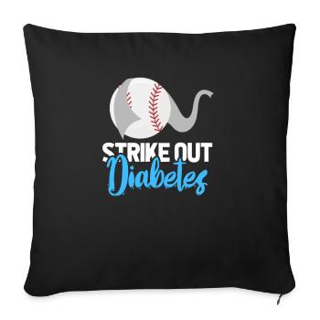 Baseball contre le diabète - Housse de coussin décorative 45 x 45 cm - noir - Devant