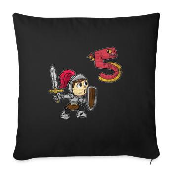 Ritter 5. Geburtstag - Sofakissenbezug 45 x 45 cm - Schwarz - Vorne