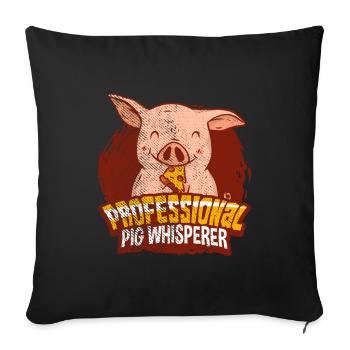 Chuchoteur de cochon - Housse de coussin décorative 45 x 45 cm - noir - Devant