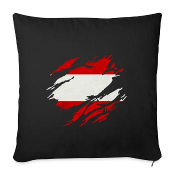 Cadeau drapeau Autriche autrichien - Housse de coussin décorative 45 x 45 cm - noir - Devant