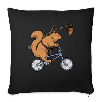 Funny squirrel chipmunk bike - Sofa pillowcase 17,3'' x 17,3'' (45 x 45 cm) - black - Front