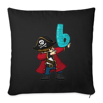 Captain Pirate Dab's 6th birthday - Sofa pillowcase 17,3'' x 17,3'' (45 x 45 cm) - black - Front