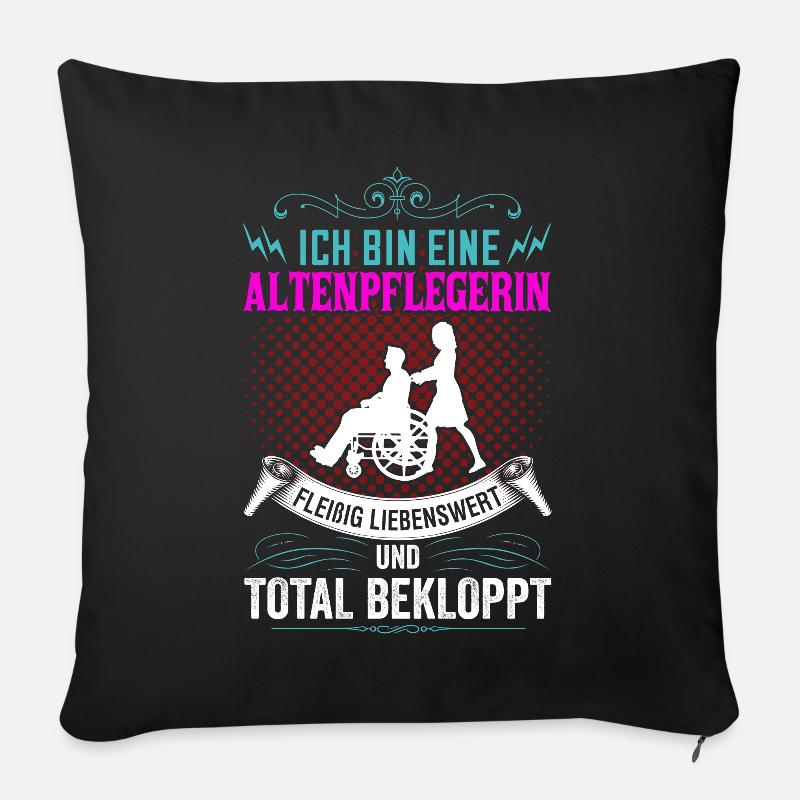 Altenpflegerin - Lustiges Pflege Shirt - Sofakissenbezug 45 x 45 cm - Schwarz