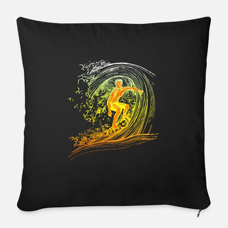 Surfer surfboard surfing - Sofa pillowcase 17,3'' x 17,3'' (45 x 45 cm) - black
