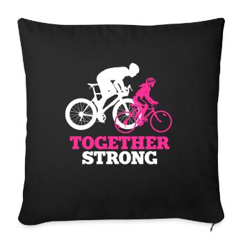 Équipe cycliste sportive père fille - Housse de coussin décorative 45 x 45 cm - noir - Devant