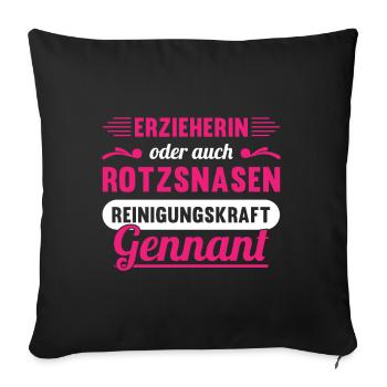 Lustiges Erzieherin Kinder Kindergarten Geschenk - Sofakissenbezug 45 x 45 cm - Schwarz - Vorne