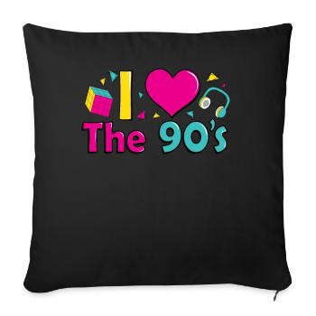 Retro I Love 90s outfit heart party t-shirt - Sofa pillowcase 17,3'' x 17,3'' (45 x 45 cm) - black - Front