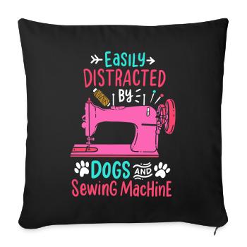 Sewing seamstress sewing machine seamstress - Sofa pillowcase 17,3'' x 17,3'' (45 x 45 cm) - black - Front
