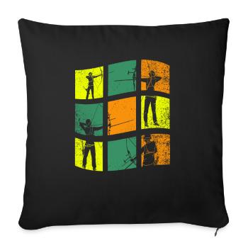 Archer vintage tir à l'arc rétro - Housse de coussin décorative 45 x 45 cm - noir - Devant