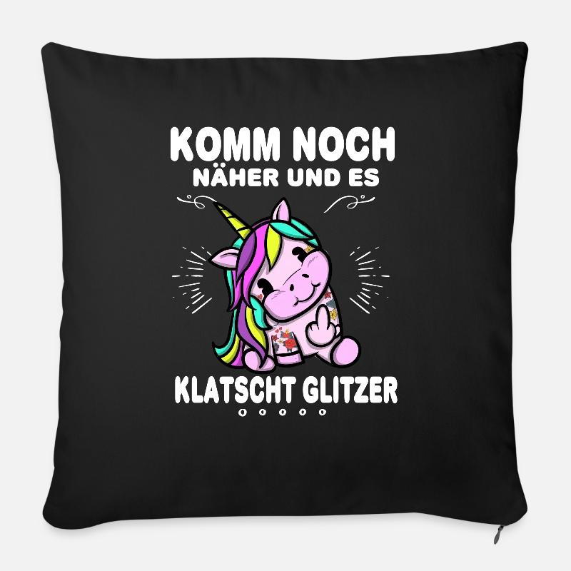 Einhorn Glitzer Aggressiv - Sofakissenbezug 45 x 45 cm - Schwarz
