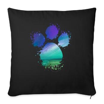 Éclaboussure de patte de chien Northern Lights - Housse de coussin décorative 45 x 45 cm - noir - Devant