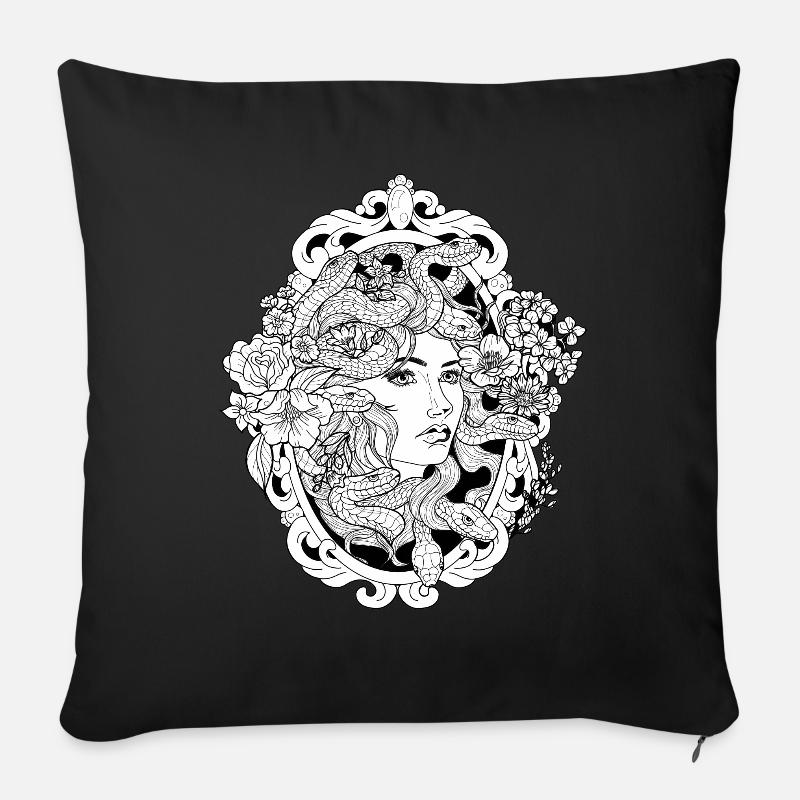 Medusa Schlangen Haar Griechisch Spiegel Schön - Sofakissenbezug 45 x 45 cm - Schwarz