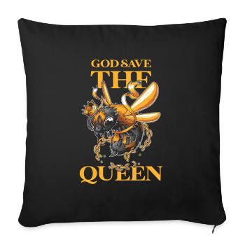 Abeilles apiculteurs Dieu sauve la reine - Housse de coussin décorative 45 x 45 cm - noir - Devant