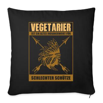 Le végétarien est un vieux mot indien - Anti Vegan - Housse de coussin décorative 45 x 45 cm - noir - Devant