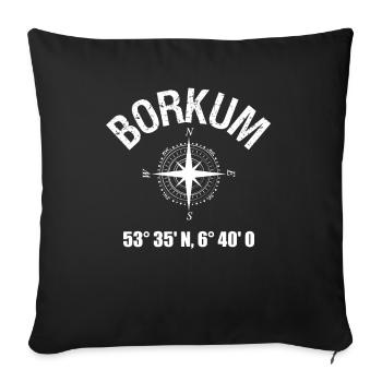 Borkum coordinates Baltic Sea island vacation - Sofa pillowcase 17,3'' x 17,3'' (45 x 45 cm) - black - Front