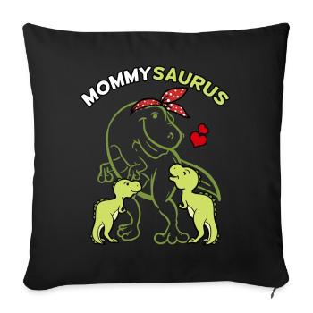 Mommysaurus with 2 babies - Sofa pillowcase 17,3'' x 17,3'' (45 x 45 cm) - black - Front