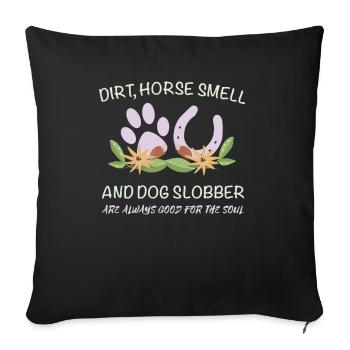 Équitation poney chiens cadeau fer à cheval arabe - Housse de coussin décorative 45 x 45 cm - noir - Devant