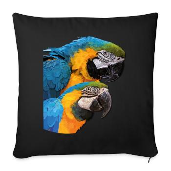 Blue-and-yellow Macaw - Sofa pillowcase 17,3'' x 17,3'' (45 x 45 cm) - black - Front