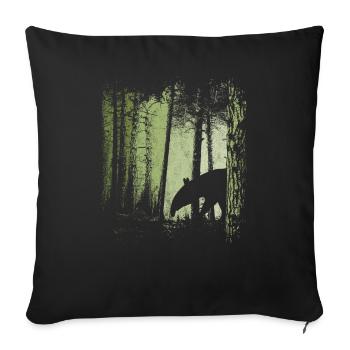 Tapir silhouette in | Twilight forest - Sofa pillowcase 17,3'' x 17,3'' (45 x 45 cm) - black - Front