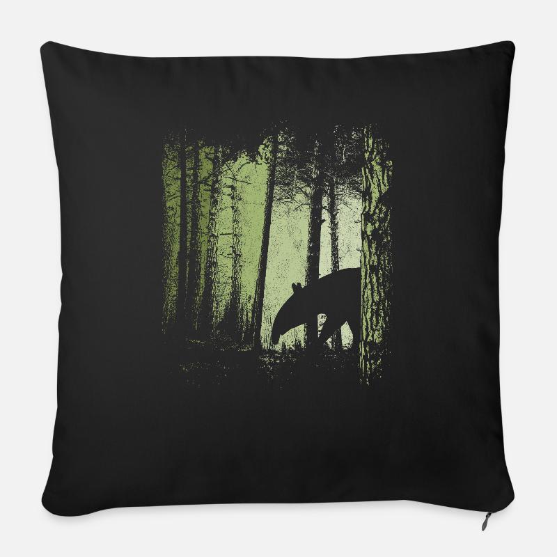 Tapir Silhouette in Dämmerung | Zwielicht Wald - Sofakissenbezug 45 x 45 cm - Schwarz