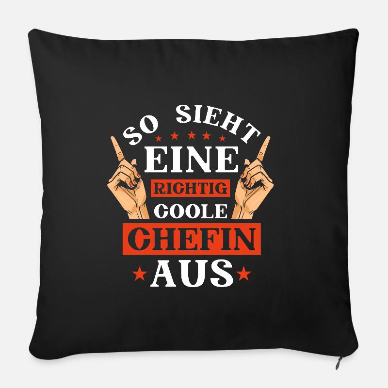Chefin - so sieht eine coole Chefin aus - Sofakissenbezug 45 x 45 cm - Schwarz