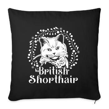 Modèle de flore de chat British Shorthair - Housse de coussin décorative 45 x 45 cm - noir - Devant