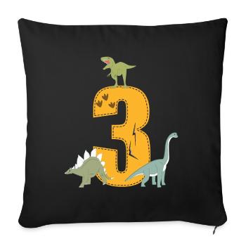 Geburtstag 3 Jahre Dinosaurier Dino 3. Geburtstag - Sofakissenbezug 45 x 45 cm - Schwarz - Vorne
