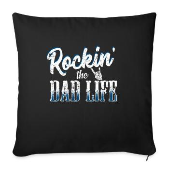 Guitare cadeau fête des pères Rock Dad Rock and Roll - Housse de coussin décorative 45 x 45 cm - noir - Devant