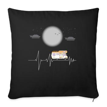 camping caravan heartbeat - Sofa pillowcase 17,3'' x 17,3'' (45 x 45 cm) - black - Front