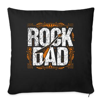 Cadeau de fête des pères Rock Dad Rock and Roll - Housse de coussin décorative 45 x 45 cm - noir - Devant