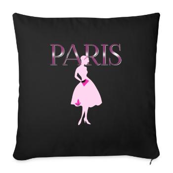 Paris haute couture fashion drawing lady - Sofa pillowcase 17,3'' x 17,3'' (45 x 45 cm) - black - Front