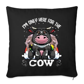 Kuh - Je suis seulement ici pour la vache - Style rétro Kuh - Housse de coussin décorative 45 x 45 cm - noir - Devant