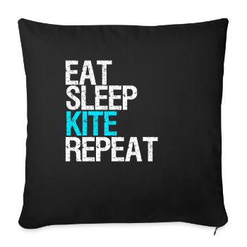 Eat sleep kite repeat surfer kitsurfing gift - Sofa pillowcase 17,3'' x 17,3'' (45 x 45 cm) - black - Front