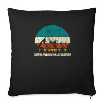 Coffee mountains adventure hiking climbing gift - Sofa pillowcase 17,3'' x 17,3'' (45 x 45 cm) - black - Front