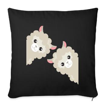 Cadeau drôle de lama alpaga - Housse de coussin décorative 45 x 45 cm - noir - Devant