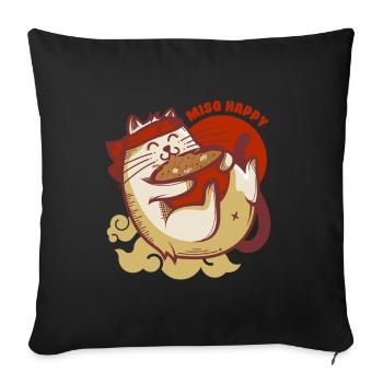 Miso Happy Cats Ramen Japanese Noodles Kittens - Sofa pillowcase 17,3'' x 17,3'' (45 x 45 cm) - black - Front