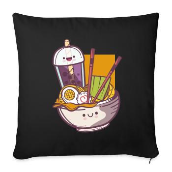 Ramen Bubble Tea Anime Manga Kawaii Tee Miso Suppe - Sofakissenbezug 45 x 45 cm - Schwarz - Vorne