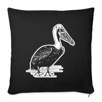 Pelican Pelican Floral Pattern - Sofa pillowcase 17,3'' x 17,3'' (45 x 45 cm) - black - Front