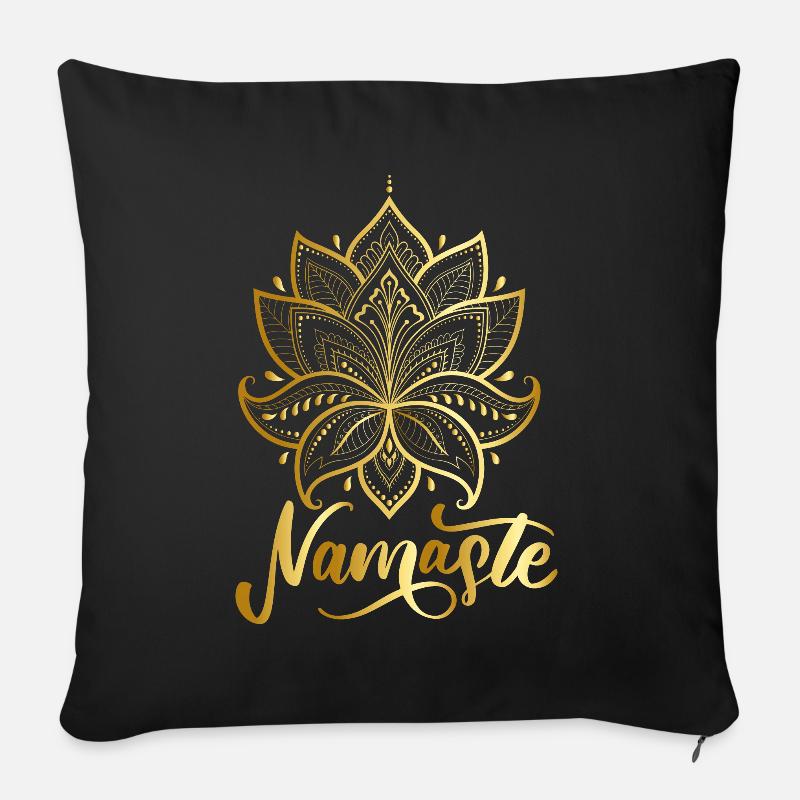 Namaste celestial flower - Sofakissenbezug 45 x 45 cm - Schwarz